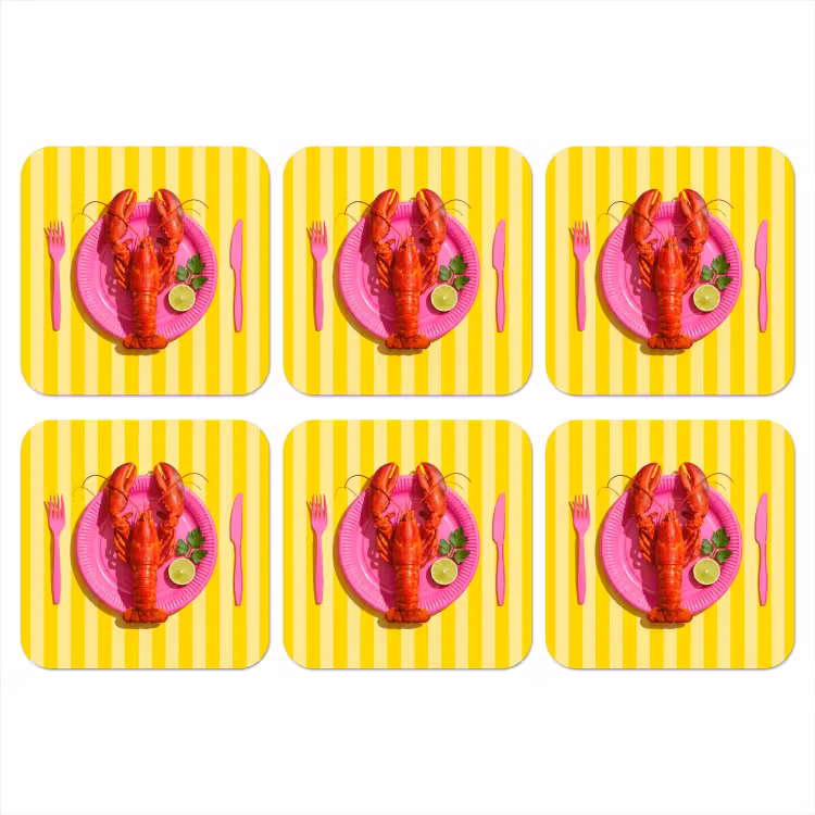 Onderzetter - Eten - Roze - Geel - Modern - Culinaire — 1