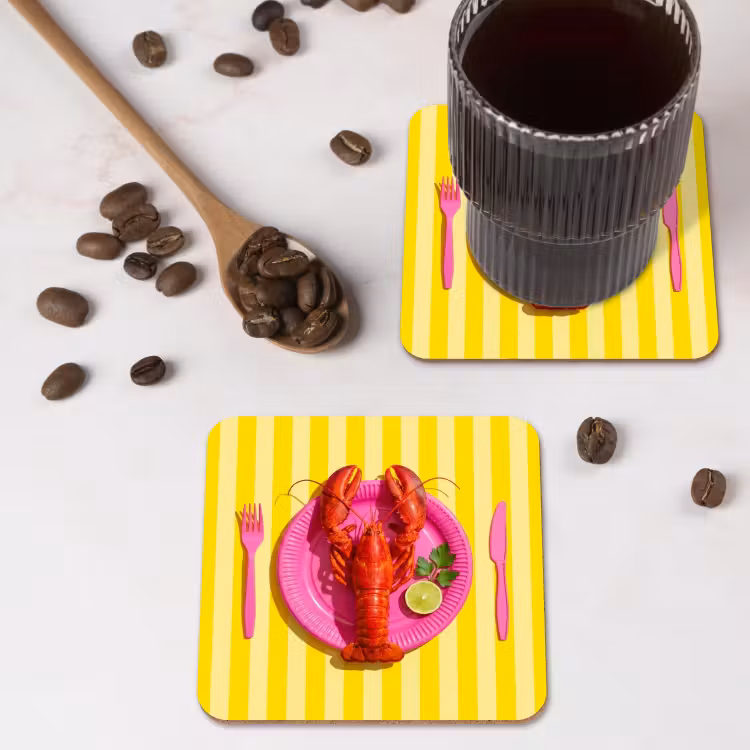 Onderzetter - Eten - Roze - Geel - Modern - Culinaire — 4