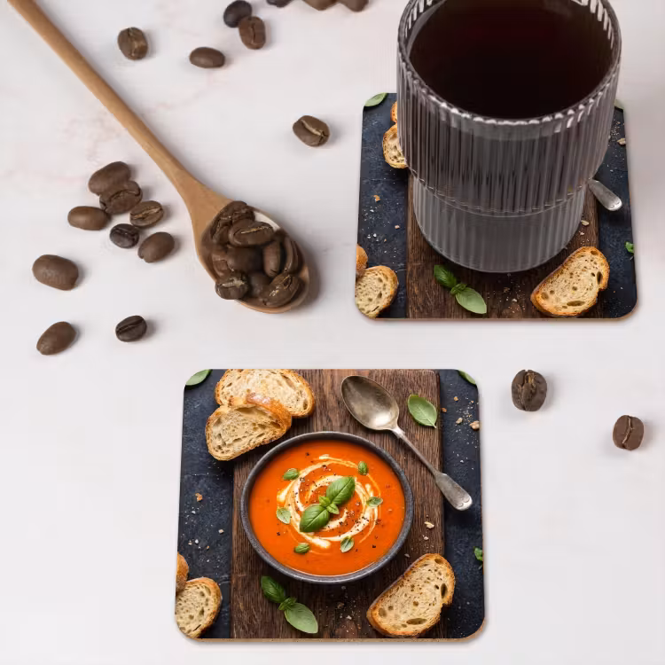 Onderzetter - Eten - Soep - Basilicum - Rustiek - Rood — 4