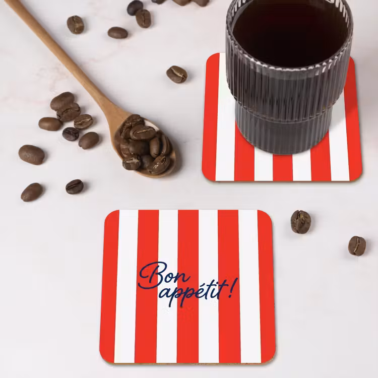 Onderzetter - Eten - Spreuk - Keuken - Grafisch - Rood-Wit — 4