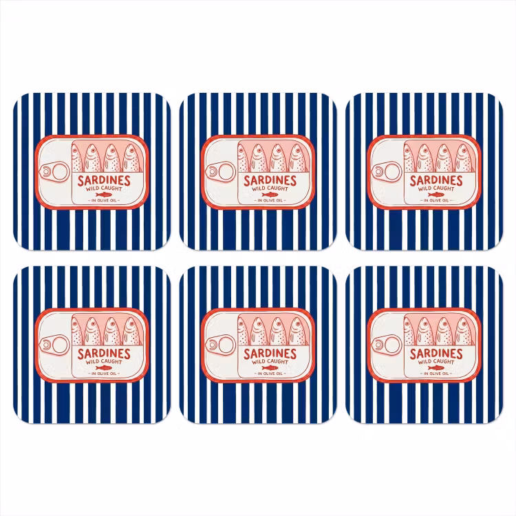Onderzetter - Eten - Vis - Blik - Illustratie - Rood — 1