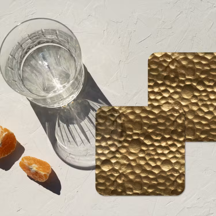 Onderzetter​ - Gehamerd - Reliëf - Textuur - Bronsgoud — 3