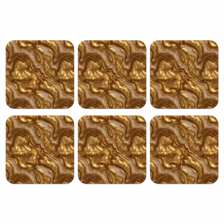 Onderzetter - Golven - Organisch - Goud - Crème — 1