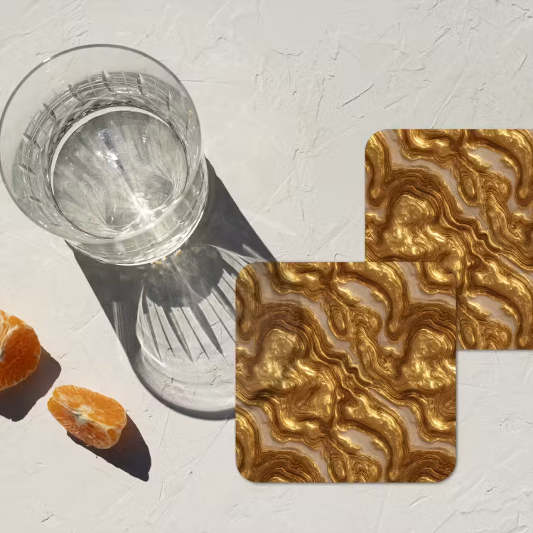 Onderzetter - Golven - Organisch - Goud - Crème — 3