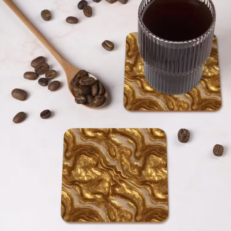 Onderzetter - Golven - Organisch - Goud - Crème — 4