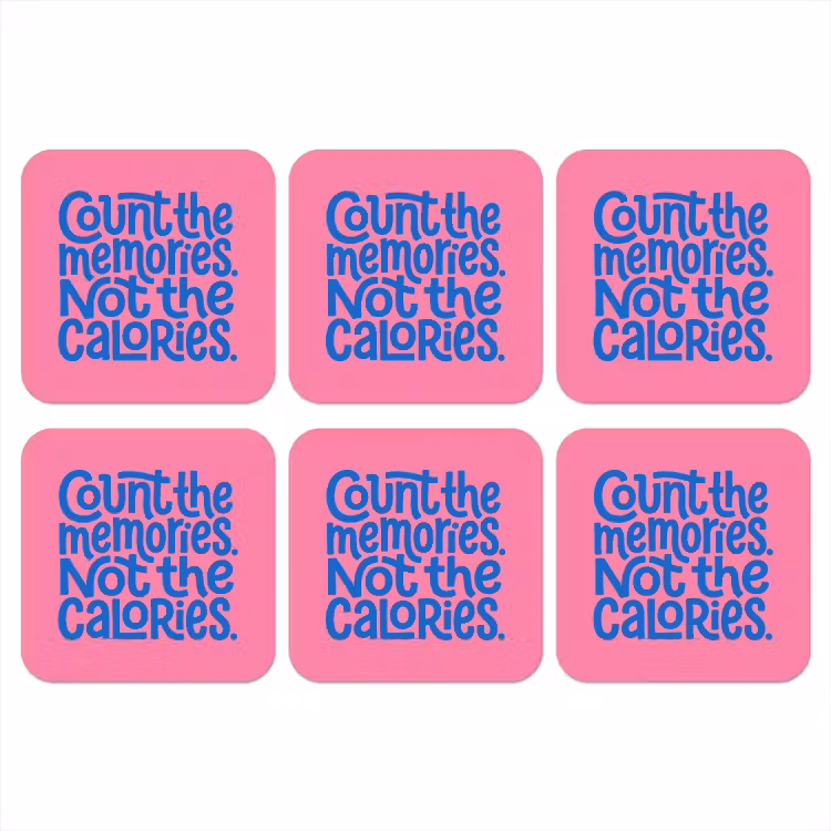 Onderzetter - Memories - Roze - Blauw - Quote — 1