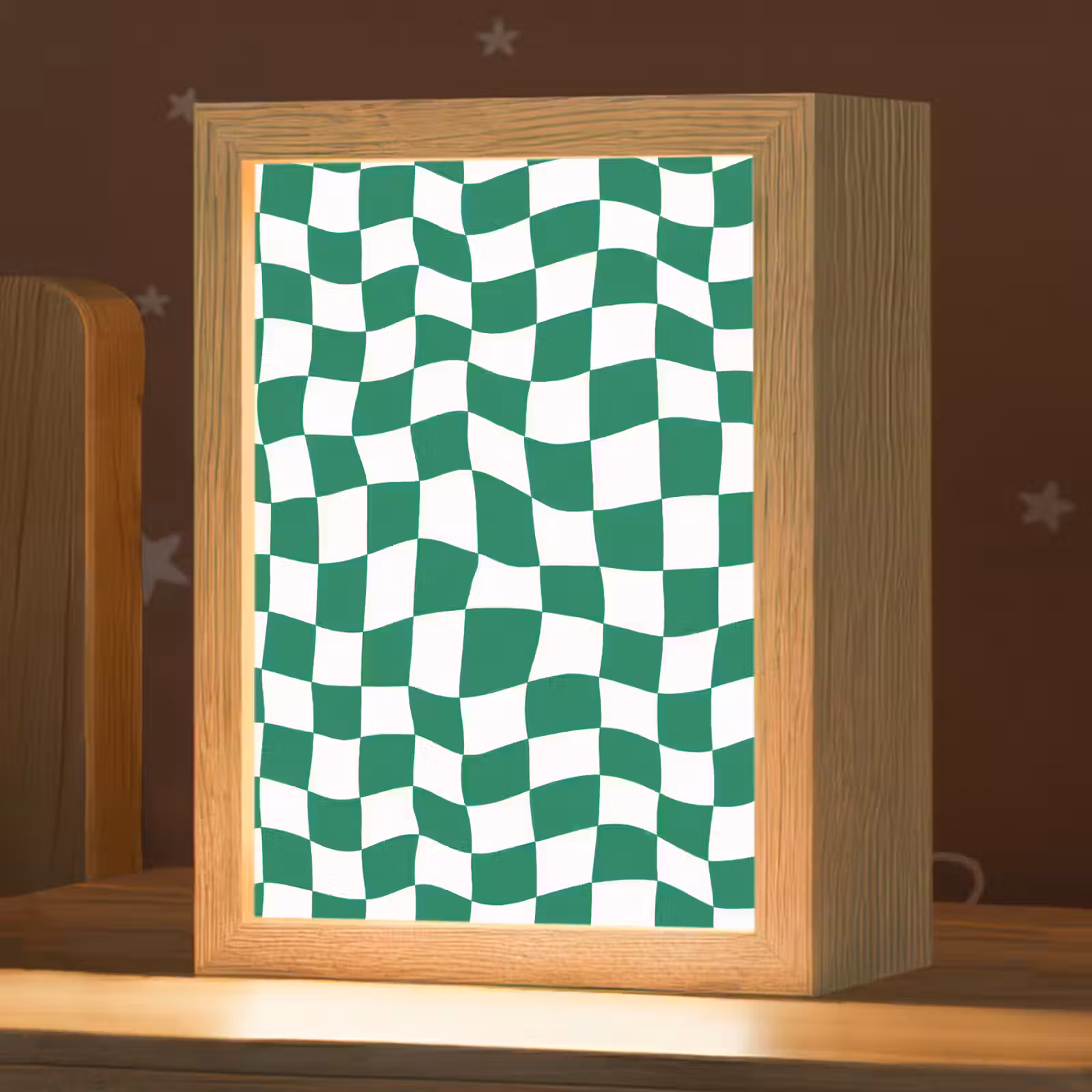 Nachtlampje - Schaakbord - Golvend - Groen — 1