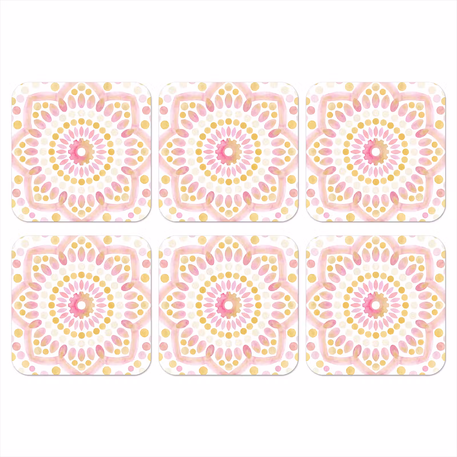 Onderzetter - Abstract - Mandala - Kunst - Modern - Roze — 1