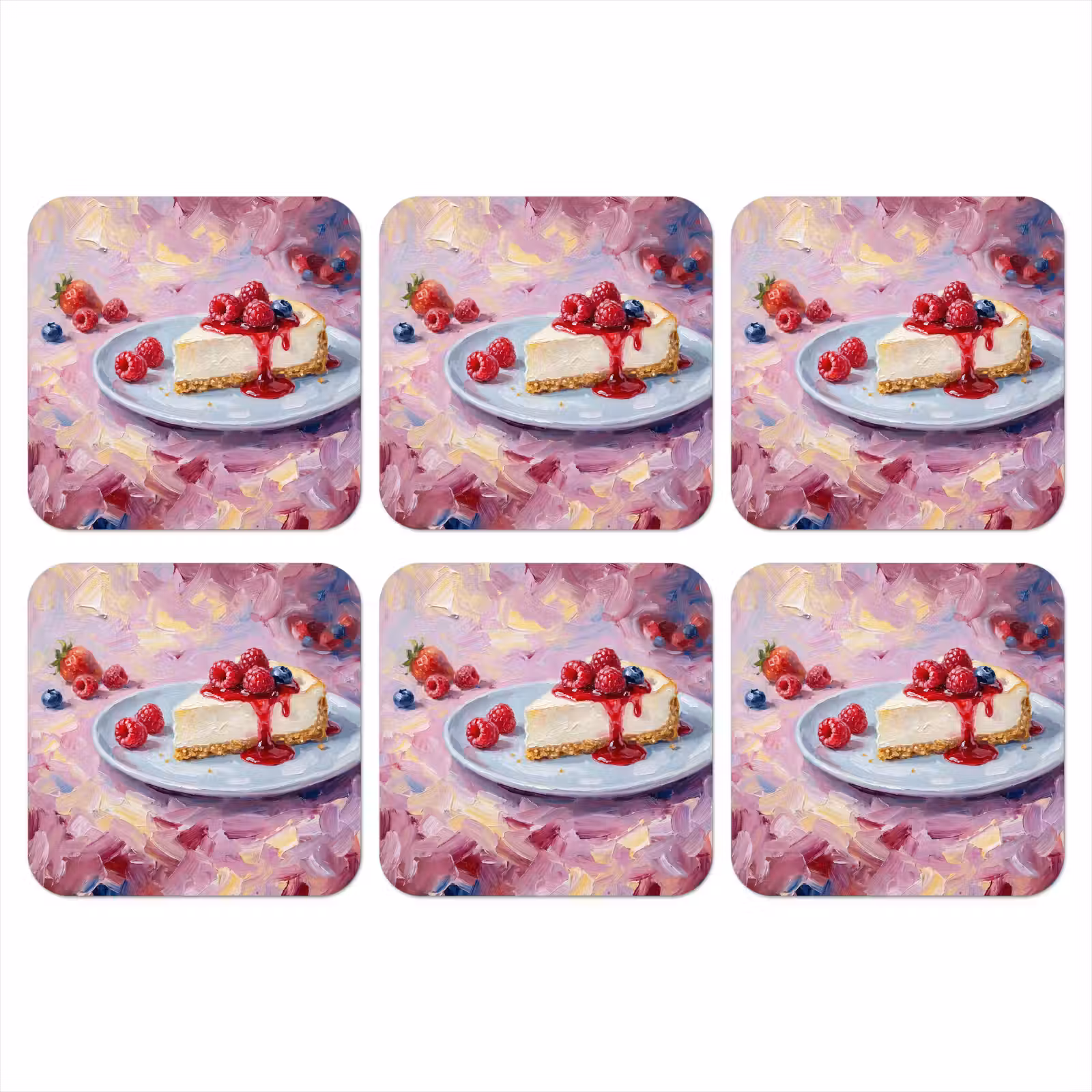 Onderzetter - Eten - Cheesecake - Bessen - Abstract - Roze — 1