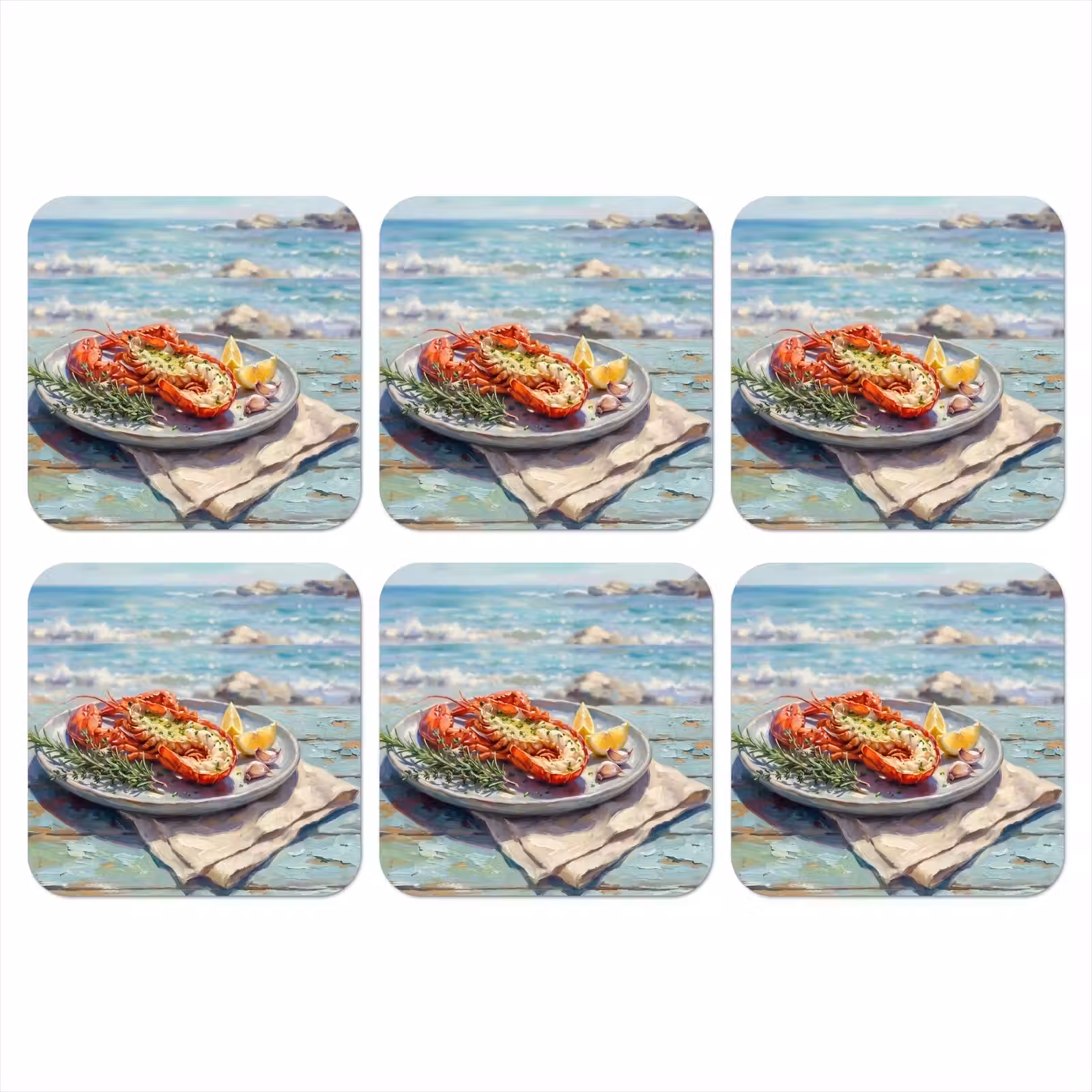 Onderzetter - Eten - Zee - Kust - Modern - Blauw — 1