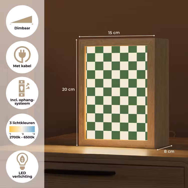Nachtlampje - Schaakbord - Patroon - Groen — 2