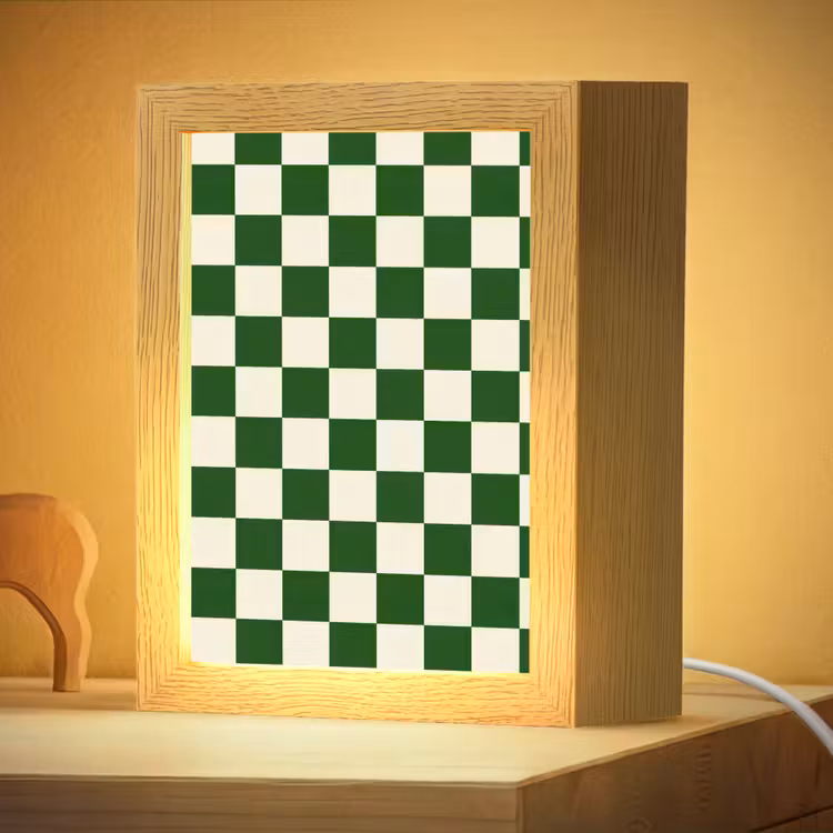 Nachtlampje - Schaakbord - Patroon - Groen — 4