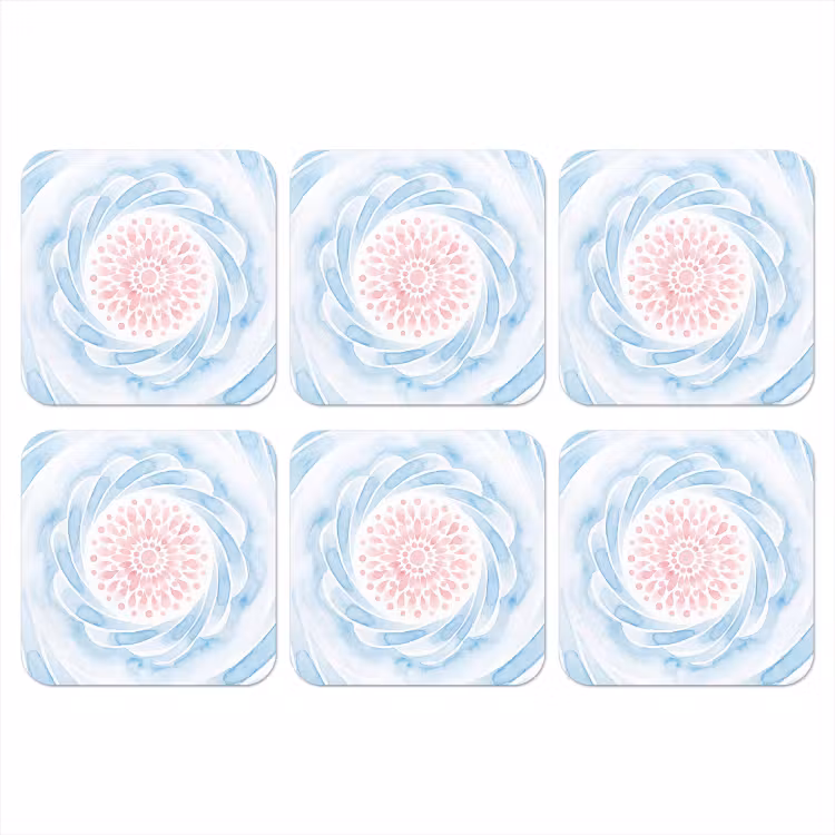 Onderzetter - Abstract - Bloemvorm - Aquarel - Roze - Blauw — 1