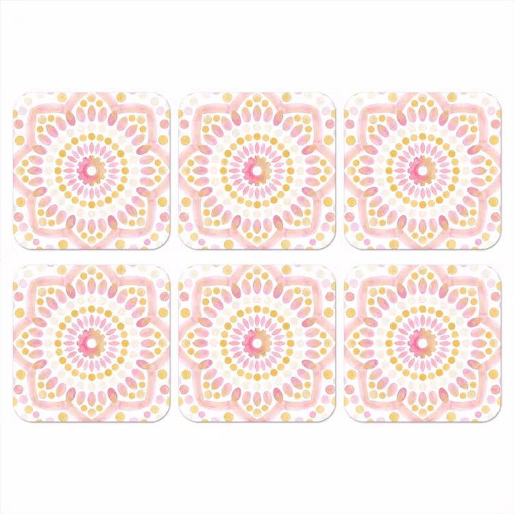 Onderzetter - Abstract - Mandala - Kunst - Modern - Roze — 1