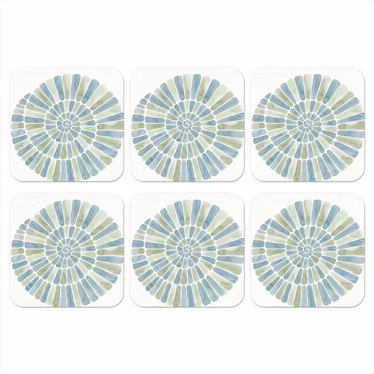 Onderzetter - Abstract - Spiraal - Patroon - Modern - Blauw-Groen — 1