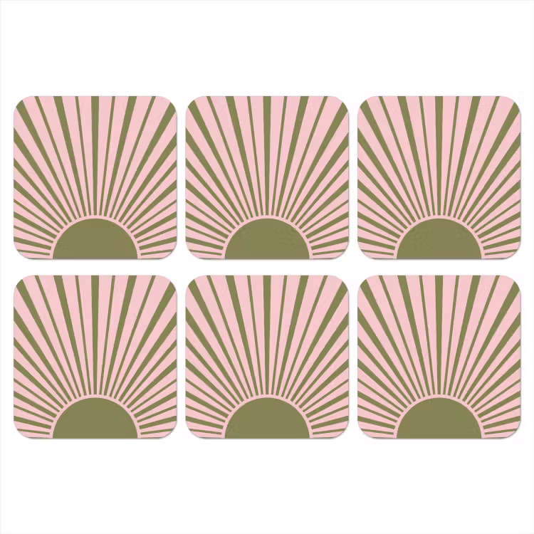 Onderzetter - Abstract - Stralen - Grafisch - Roze - Groen — 1