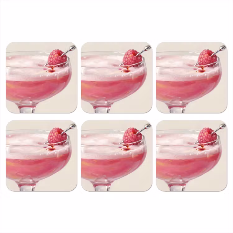 Onderzetter - Cocktail - Framboos - Drank - Modern - Roze — 1
