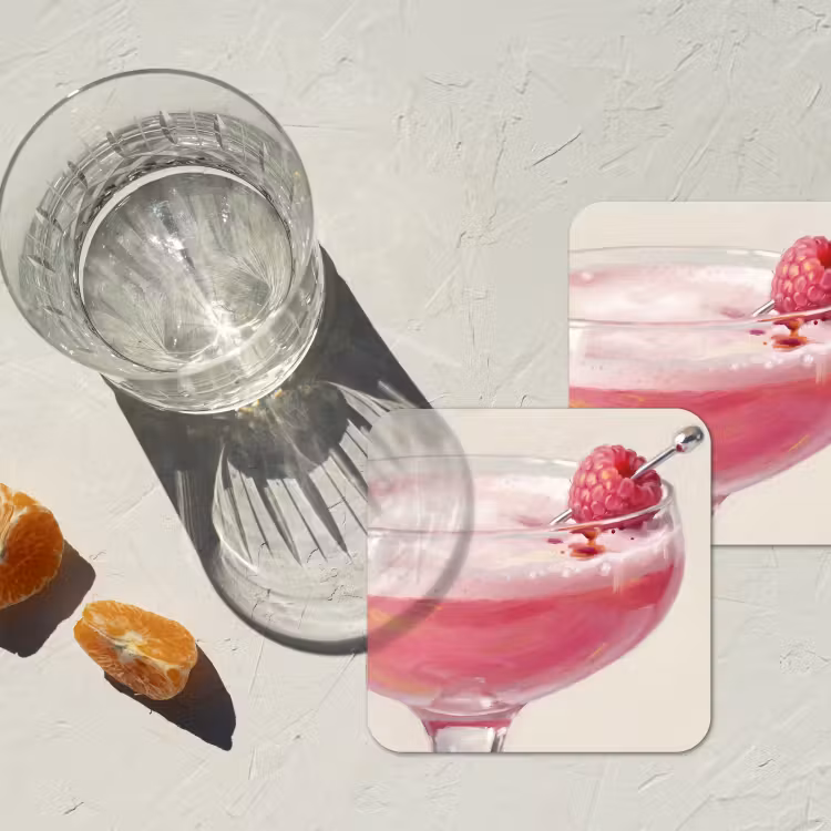 Onderzetter - Cocktail - Framboos - Drank - Modern - Roze — 3