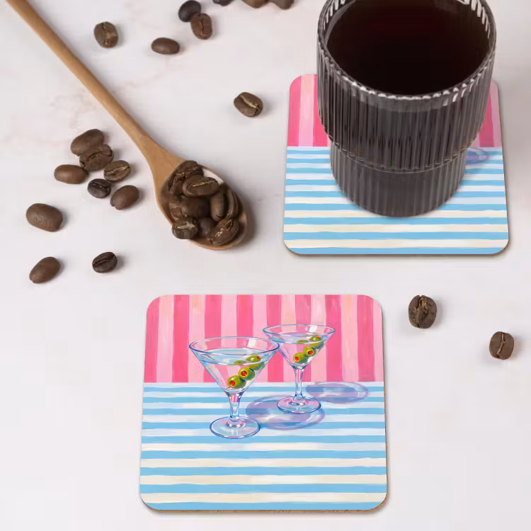 Onderzetter - Cocktail - Olijven - Kunst - Modern - Roze — 4