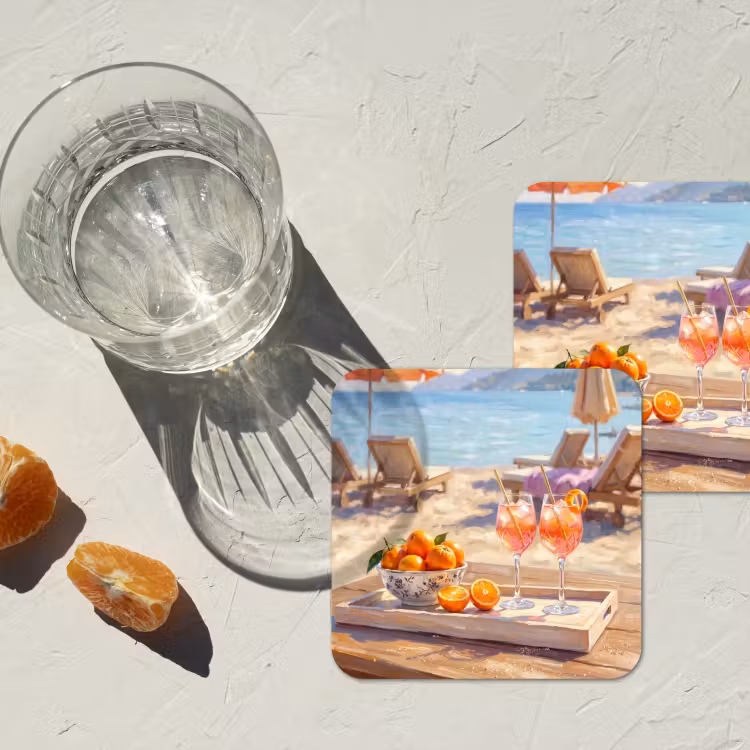 Onderzetter - Drank - Glazen - Strand - Zomer - Oranje — 3