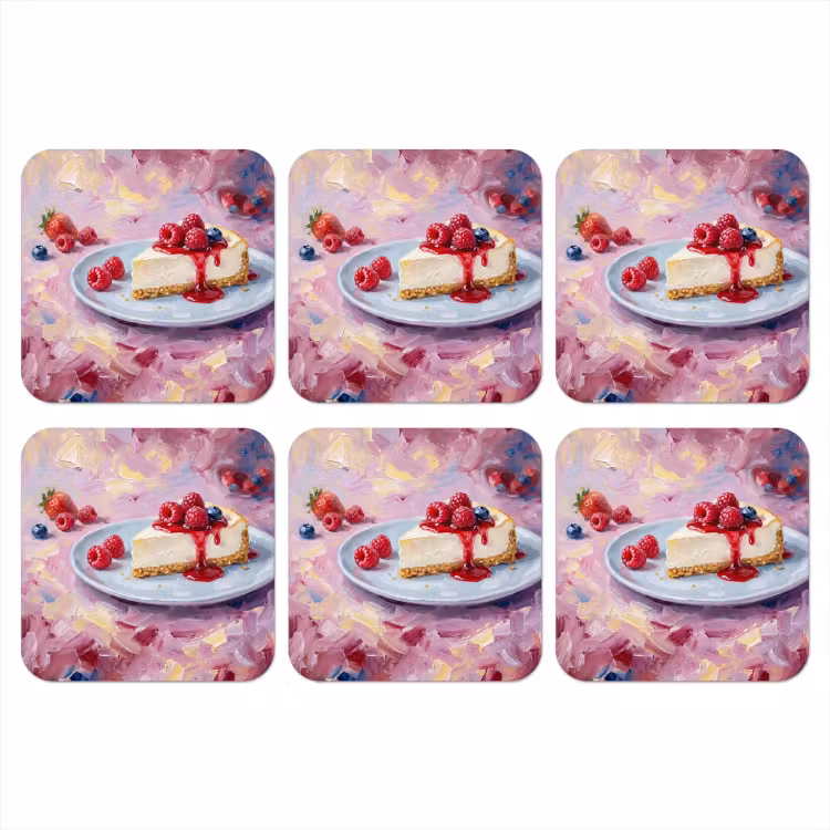 Onderzetter - Eten - Cheesecake - Bessen - Abstract - Roze — 1