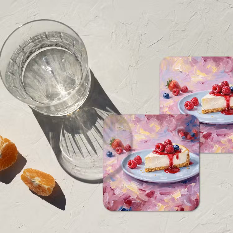 Onderzetter - Eten - Cheesecake - Bessen - Abstract - Roze — 3