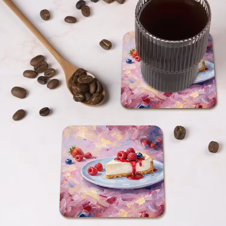 Onderzetter - Eten - Cheesecake - Bessen - Abstract - Roze — 4