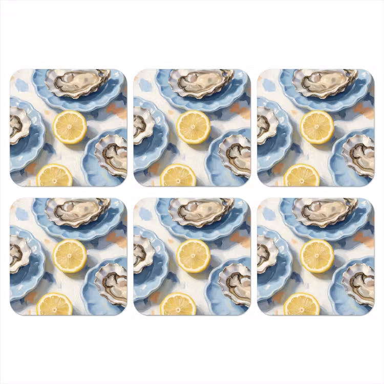 Onderzetter - Eten - Oesters - Citroenen - Modern - Geel — 1