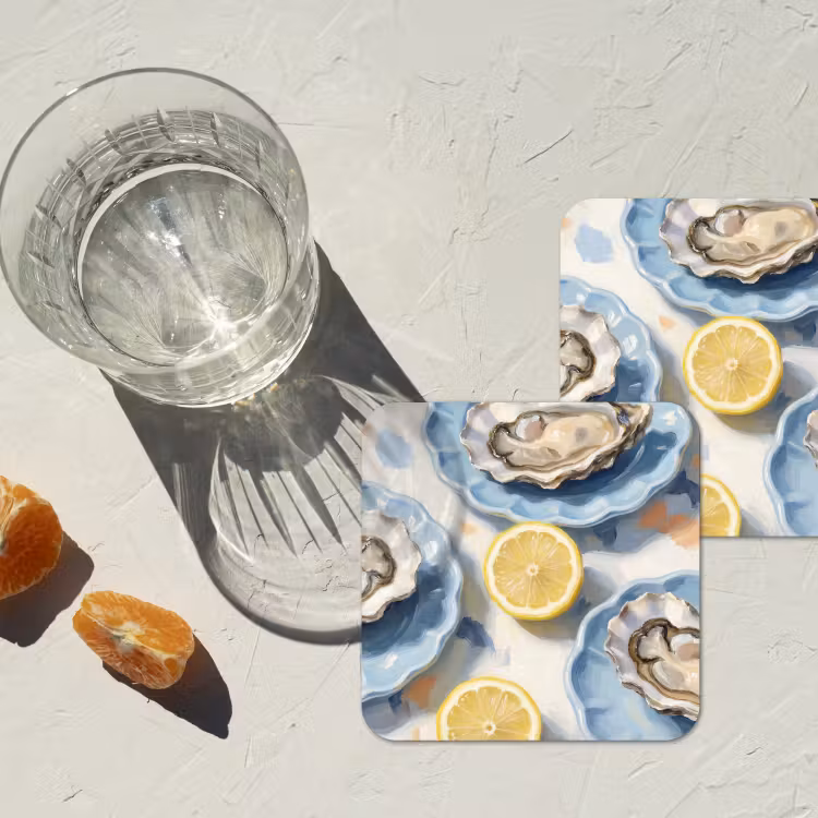Onderzetter - Eten - Oesters - Citroenen - Modern - Geel — 3
