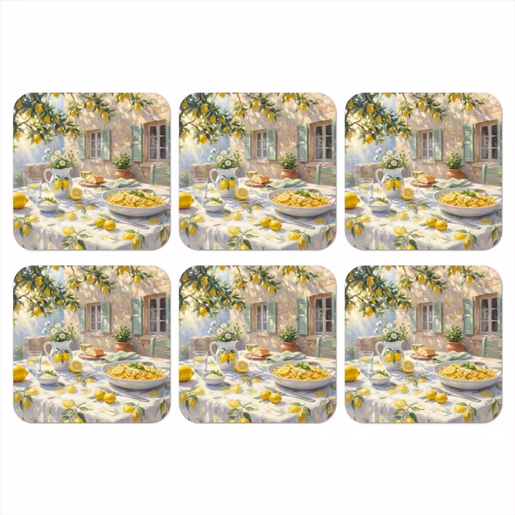 Onderzetter - Eten - Terras - Zomer - Geschilderd - Geel — 1