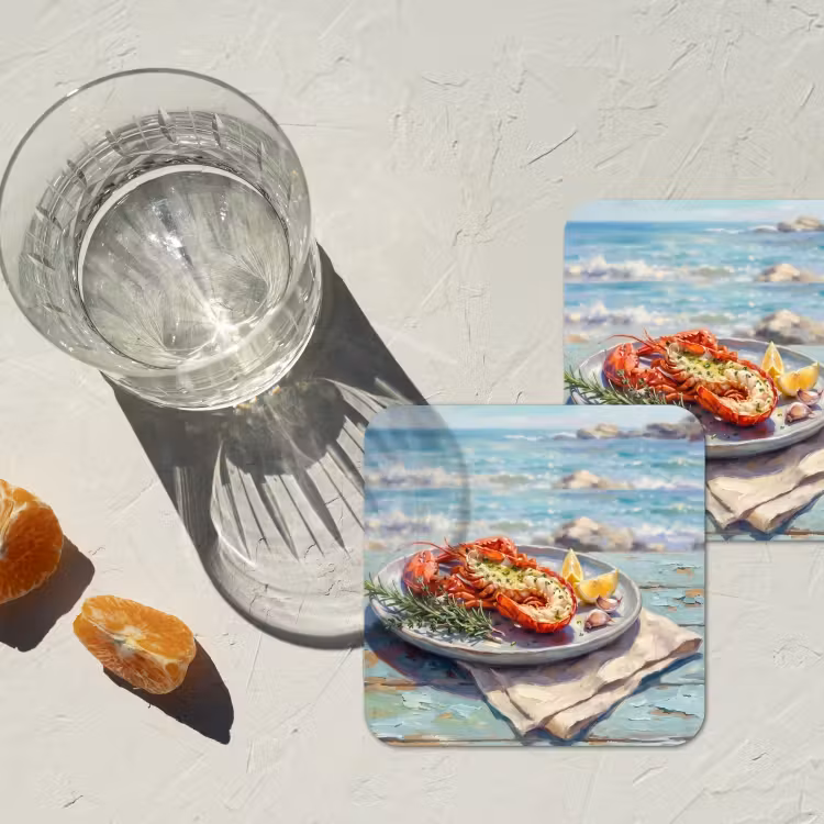 Onderzetter - Eten - Zee - Kust - Modern - Blauw — 3