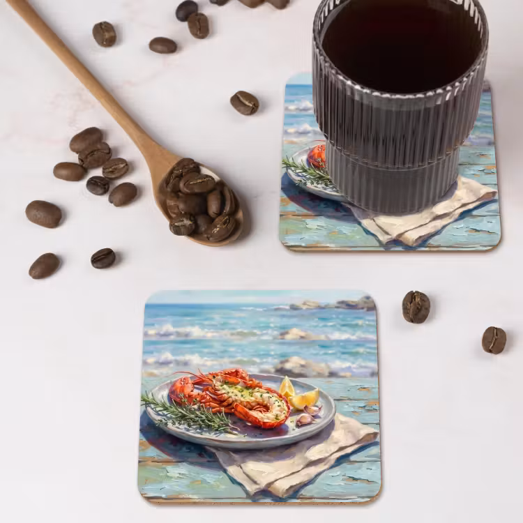 Onderzetter - Eten - Zee - Kust - Modern - Blauw — 4