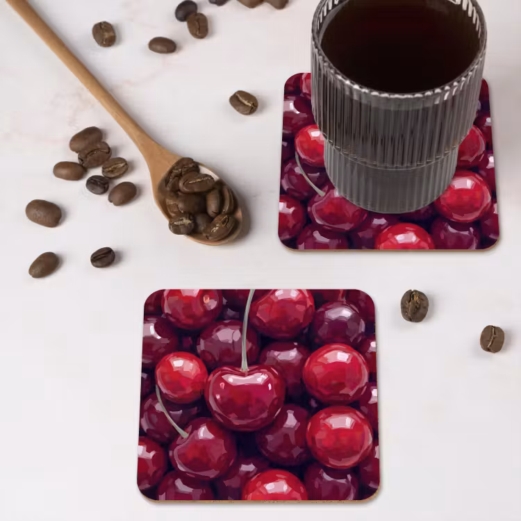 Onderzetter - Fruit - Kersen - Eten - Modern - Rood — 4