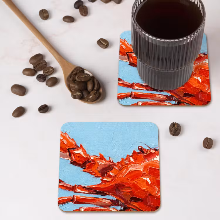 Onderzetter - Krab - Zee - Dieren - Abstract - Rood — 4