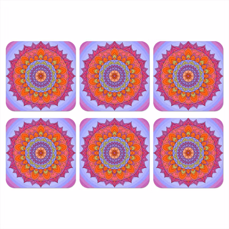Onderzetter - Mandala - Cirkel - Abstract - Kleurrijk - Patroon — 1