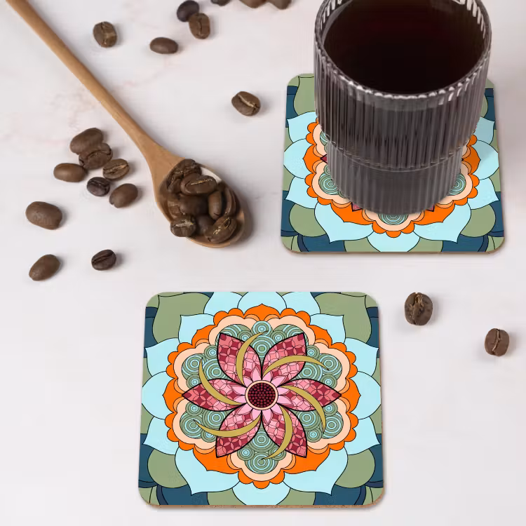 Onderzetter - Mandala - Geometrisch - Kunst - Decoratief - Kleurrijk — 4