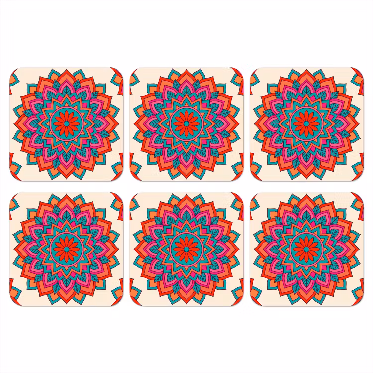 Onderzetter - Mandala - Patroon - Abstract - Kleurrijk - Modern — 1