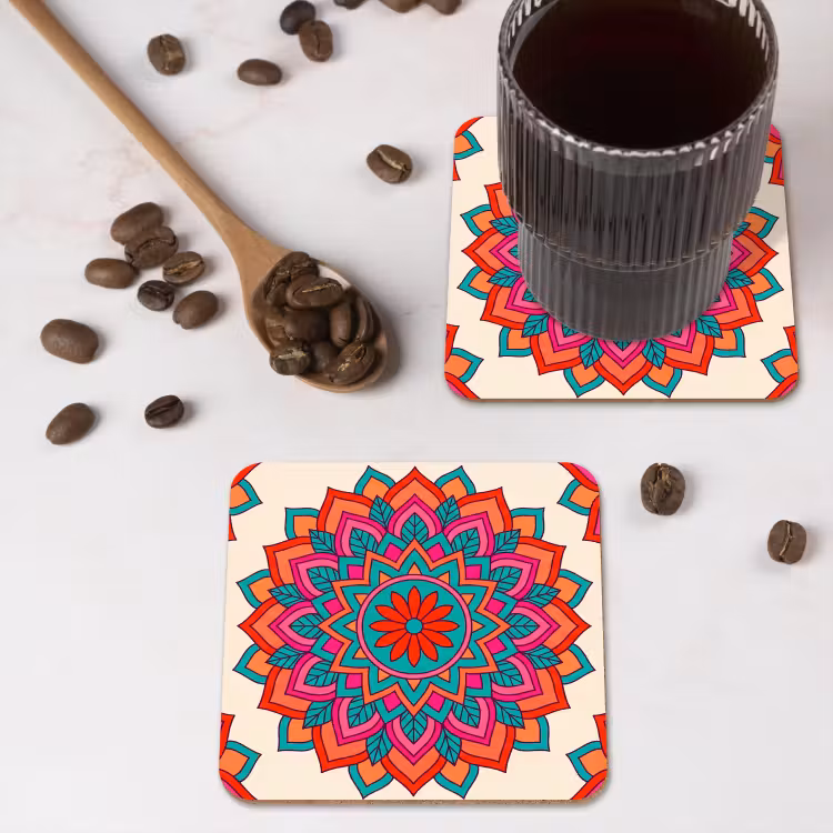 Onderzetter - Mandala - Patroon - Abstract - Kleurrijk - Modern — 4
