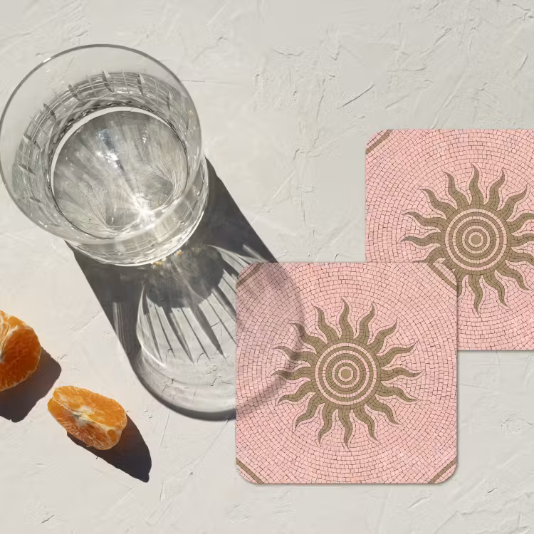 Onderzetter - Mozaïek - Zon - Patroon - Klassiek - Roze — 3