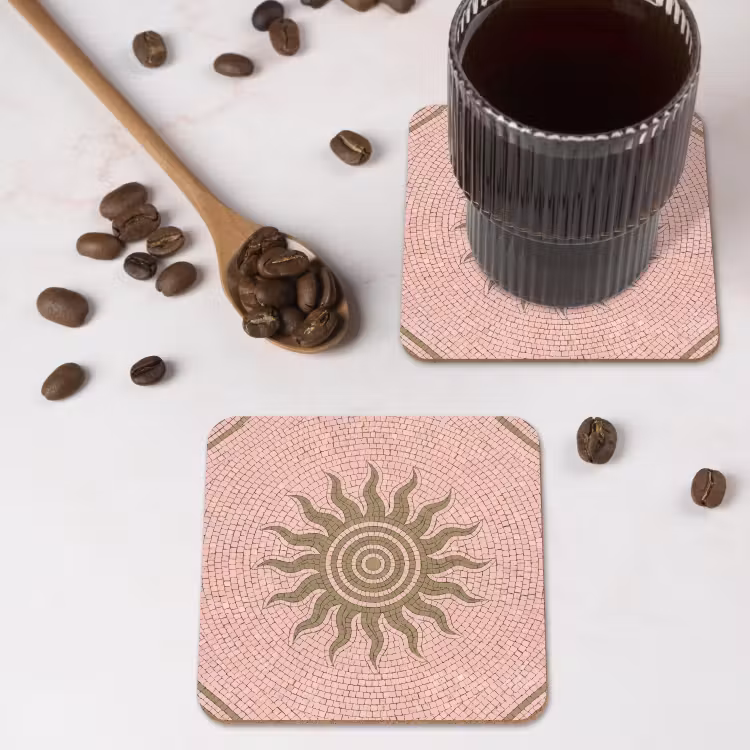Onderzetter - Mozaïek - Zon - Patroon - Klassiek - Roze — 4