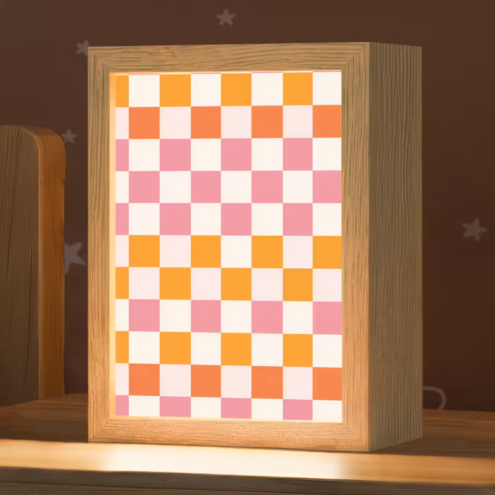 Nachtlampje - Vierkant - Patroon - Oranje — 1