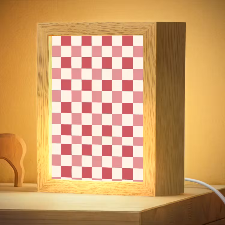 Nachtlampje - Patroon - Schaak - Roze — 4