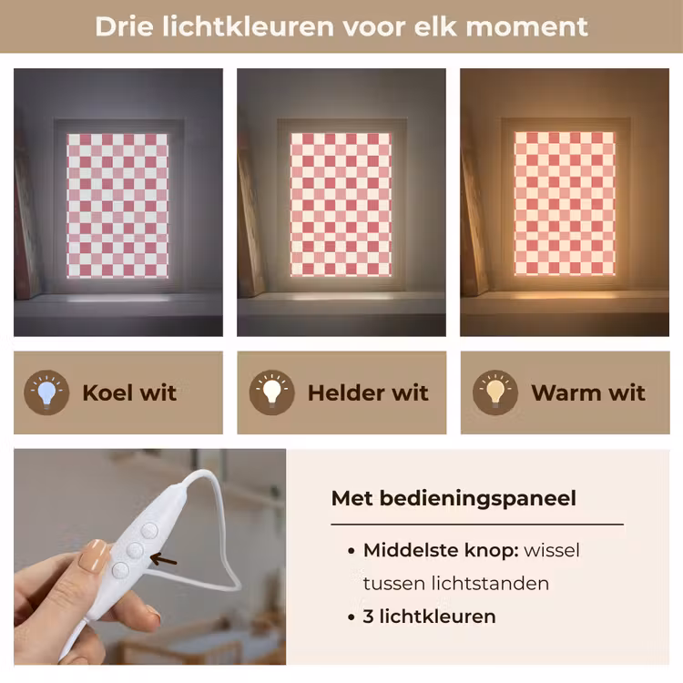 Nachtlampje - Patroon - Schaak - Roze — 5