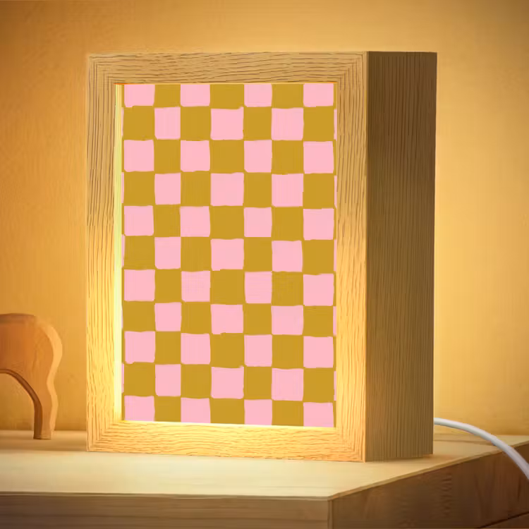 Nachtlampje - Patroon - Vierkant - Roze — 4