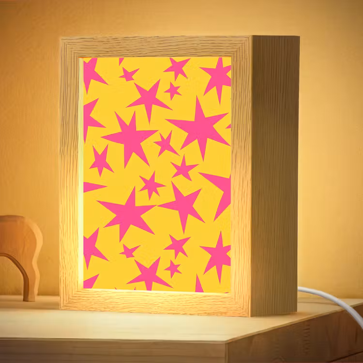 Nachtlampje - Sterren - Patroon - Roze - Geel — 4