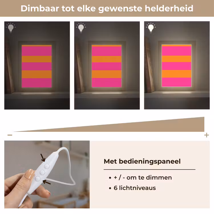 Nachtlampje - Strepen - Horizontaal - Roze — 6