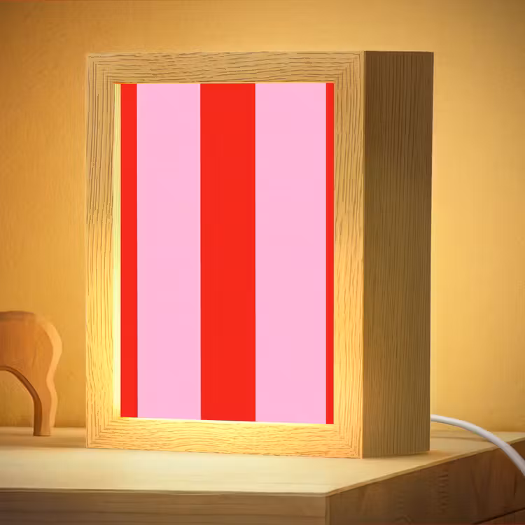 Nachtlampje - Strepen - Klassiek - Roze — 4
