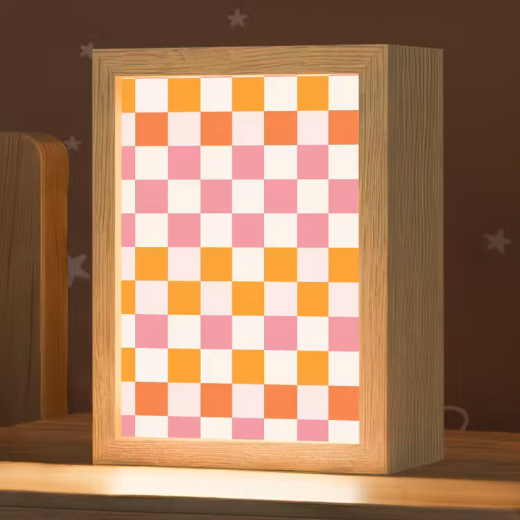 Nachtlampje - Vierkant - Patroon - Oranje — 1