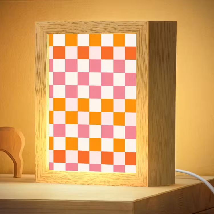 Nachtlampje - Vierkant - Patroon - Oranje — 4