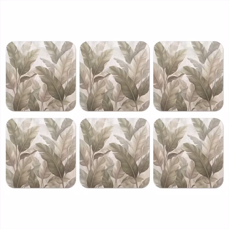 Onderzetter - Bladeren - Tropisch - Natuur - Abstract - Beige — 1